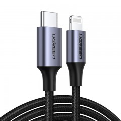 数据线 绿联 US304 苹果线 Type-C转Lightning 铝壳数据线黑色 1.5米 60760