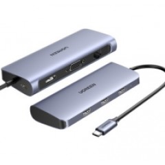 扩展坞 绿联 CM256 Type-C转HDMI+VGA+千兆网卡+3口USB  深空灰	60557