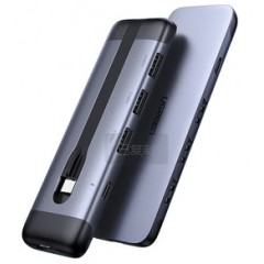 拓展坞 绿联 CM285 Type-C转HDMI+3口USB分线器带PD（收线款）黑色 70408